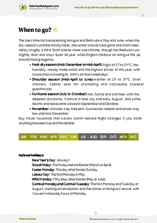 example page 3 from our offline Travel Guide for Antigua and Barbuda